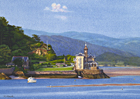A painting of evening light on the Mawddach Estuary by Margaret Heath RSMA.